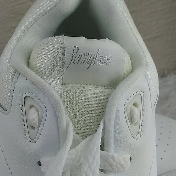 Penny Lane White Faux Leather Mesh Upper  Almond Toe Lace Up Low Top Sneaker - Picture 9 of 13